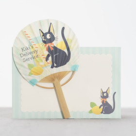 Kiki la Petite Sorcière - Enveloppe + éventail carte en bambou Jiji Citron