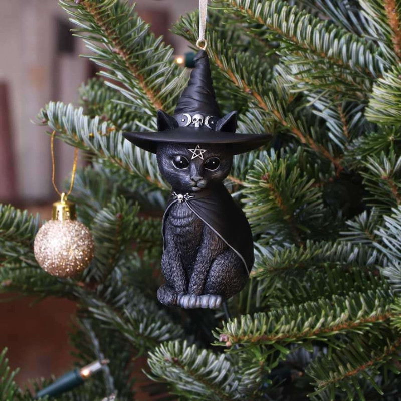 Ornement de sapin Purrah black witch cat