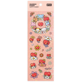 BT21 - Planche de stickers hologram Happy Flowers : Tata